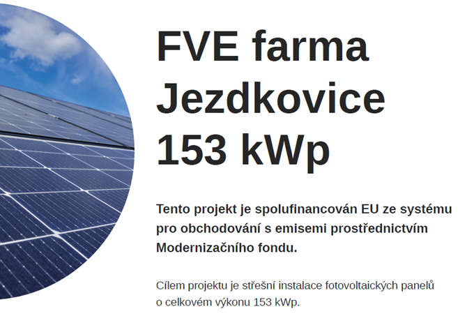 Projekt Fotovoltaick� elektr�rna Jezdkovice